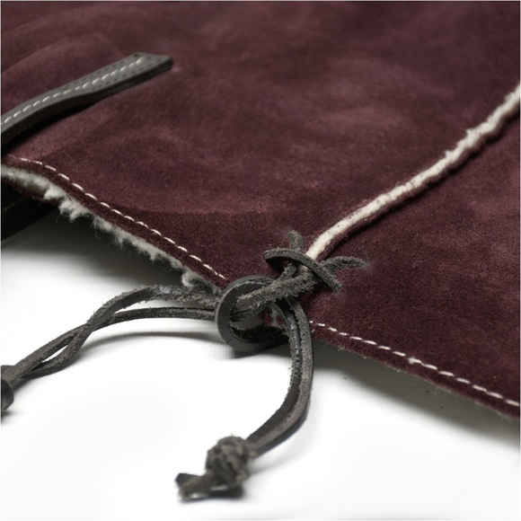 CRISTINA Suede Tote Bag with Shearling Trim and Lining Made in Italy - Picture 5 of 9